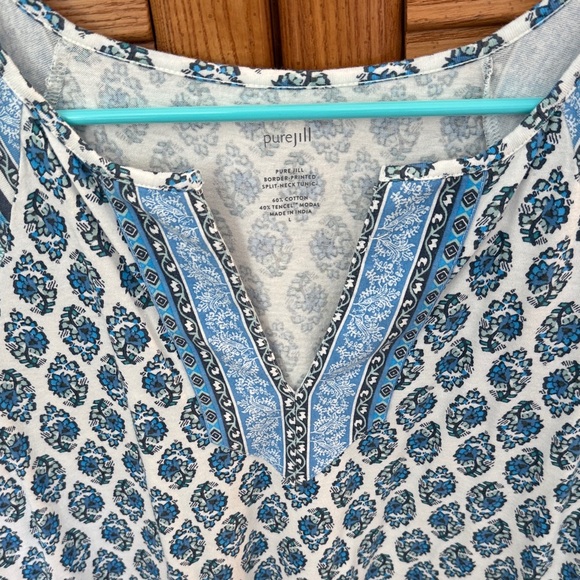 J. Jill Blue and White Boho Tunic Size Large - Picture 3 of 9